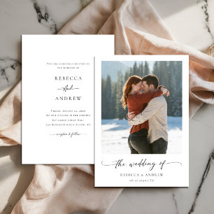 Invitation Photo romantique manuscrite Mariage d'hiver