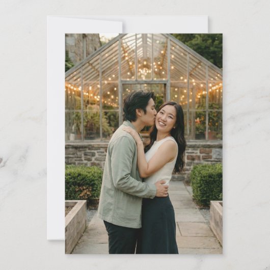Invitation Photo romantique vert (Devant)