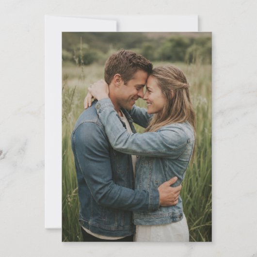 Invitation Photo Romantique Vert Chaud (Devant)