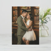 Invitation Photo romantique vert olive (Debout devant)