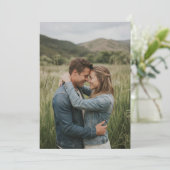 Invitation Photo romantique vert serein (Debout devant)