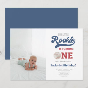 Invitation Photo Rookie Baseball Boys 1er anniversaire
