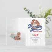 Invitation Photo Rookie Gant de baseball Garçons 1er annivers (Debout devant)