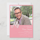 Invitation Photo rose 50e anniversaire (Devant)