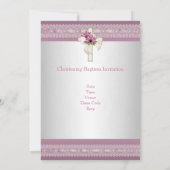 Invitation Photo Rose Blanc Croix Baptême (Dos)