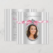 Invitation Photo rose blanche Quinceanera (Devant / Derrière)