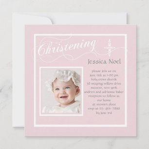 Invitation photo rose de Christening Calligraphy