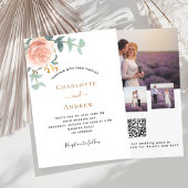 Invitation Photo rose floral QR RSVP mariage de luxe