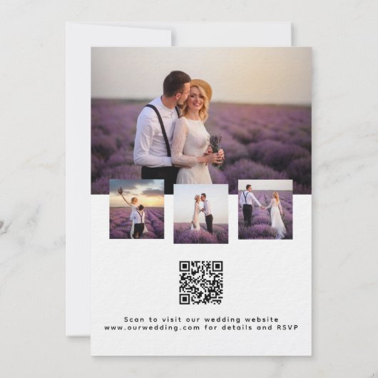Invitation Photo rose floral QR RSVP mariage de luxe (Dos)