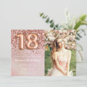 Invitation Photo Rose Gold Enfants Fille 18e fête d'anniversa (Debout devant)