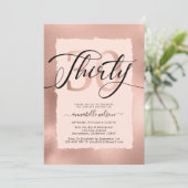 Invitation Photo Rose Gold Foil 30e anniversaire (Debout devant)