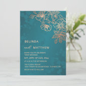 Invitation Photo Rose Gold Teal Wedding (Debout devant)