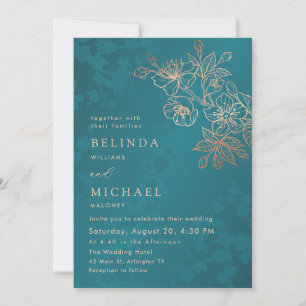 Invitation Photo Rose Gold Tons Mariage