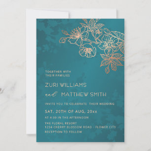Invitation Photo Rose Gold Tons Mariage