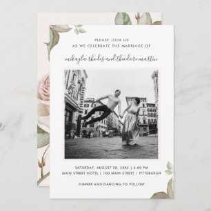 Invitation photo Rose Mariage Peach