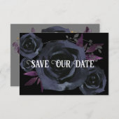 Invitation Photo Rose noir Enregistrer notre date (Devant / Derrière)