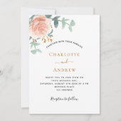 Invitation Photo rose or floral photo QR RSVP mariage (Devant)