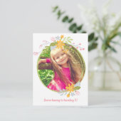 Invitation photo rose pour fille d'anniversaire de (Debout devant)