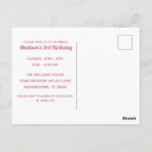 Invitation photo rose pour fille d'anniversaire de (Dos)