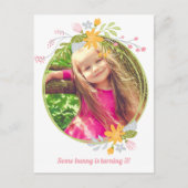 Invitation photo rose pour fille d'anniversaire de (Devant)