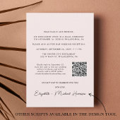 Invitation Photo rose QR Code Réception de mariage