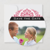 Invitation Photo rose Yarrow Damask Enregistrer la date (Devant)