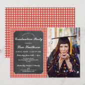 Invitation Photo rouge de BBQ de craie de contrôle de fête de (Devant / Derrière)