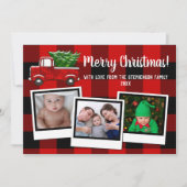 Invitation Photo rouge de la famille 3 de Joyeux Noël de (Devant)