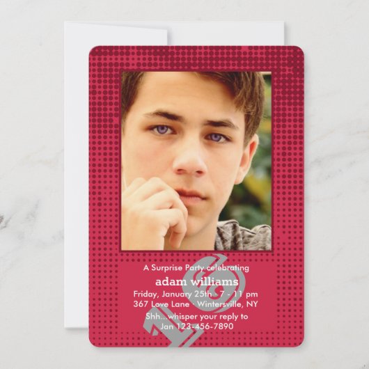 Invitation photo rouge demi-ton (Devant)