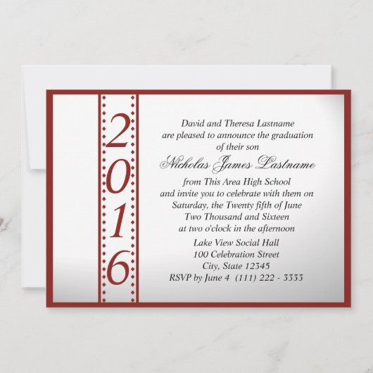 Invitation Photo rouge des diplômés 2016 (Dos)