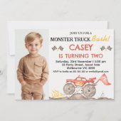 Invitation Photo Rouge moderne Monster Camion Bash Anniversai (Devant)