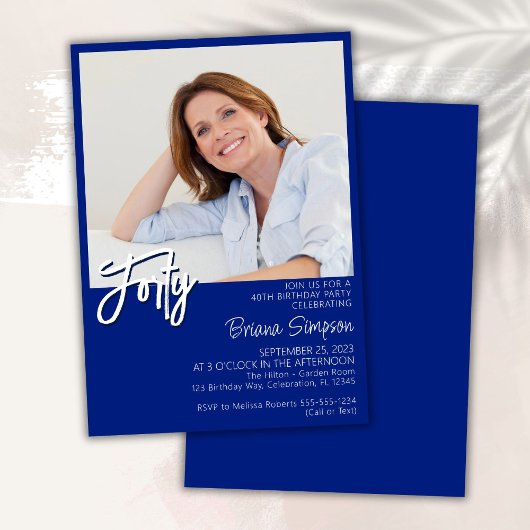 Invitation Photo Royal Blue 40e anniversaire