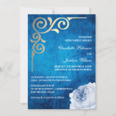 Invitation Photo Royal Blue and Gold Frame Mariage (Devant)