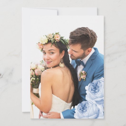 Invitation Photo Royal Blue and Gold Frame Mariage (Dos)