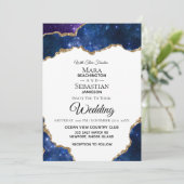 Invitation *~* PHOTO - RSVP - QR AGATE Blue AR13 Mariage (Debout devant)