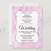 Invitation *~* Photo - RSVP - QR Diamond Mariage damassé (Devant)