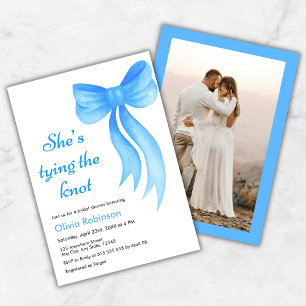 Invitation Photo Ruban Bleu Elle Noue les Deux Bouts de la Co