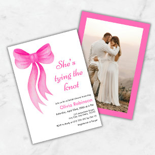 Invitation Photo Ruban Rose Elle Noue les Deux Bouts Enterrem