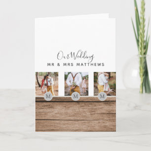 Invitation Photo Rustic Collage Monogram NEWLYWEDS WEDDING