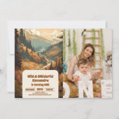 Invitation Photo Rustic Mountain Forest 1er anniversaire (Devant)