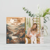 Invitation Photo Rustic Mountain Forest 1er anniversaire (Debout devant)