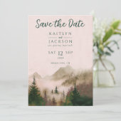 Invitation Photo Rustic Watercolor Wedding Enregistrer La Dat (Debout devant)
