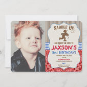 Invitation Photo rustique de garçon occidental d'anniversaire (Devant)