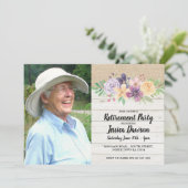 Invitation Photo rustique florale de toile de jute en bois de (Debout devant)