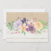 Invitation Photo rustique florale de toile de jute en bois de (Dos)