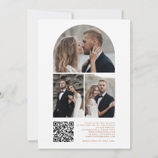 Invitation Photo Rustique moderne QR Code Floral Mariage élég (Dos)