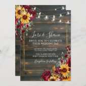 Invitation Photo Rustique Rose et Aster QR Code Mariage (Devant / Derrière)