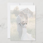 Invitation Photo Rustique Script Noir Blanc Mariage   (Dos)