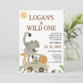 Invitation Photo Safari Bus Boys Wild One Birthday (Debout devant)
