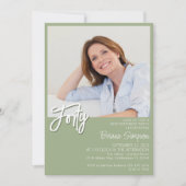 Invitation Photo Sage Green 40e anniversaire (Devant)